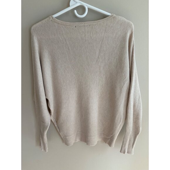Tahari Batwing Sleeve Waffle Knit Lightweight Cozy Sweater in Beige Small - Picture 5 of 12